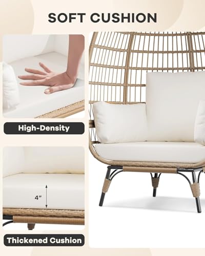 GAOMON Egg Chair, Oversized Wicker Outdoor Chairs with Luxury Cushions