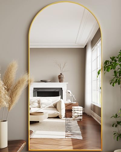 Full Length Mirror, 76"x34" Arched Floor Mirror Freestanding, Floor Standing Full Body Mirror with Stand for Bedroom