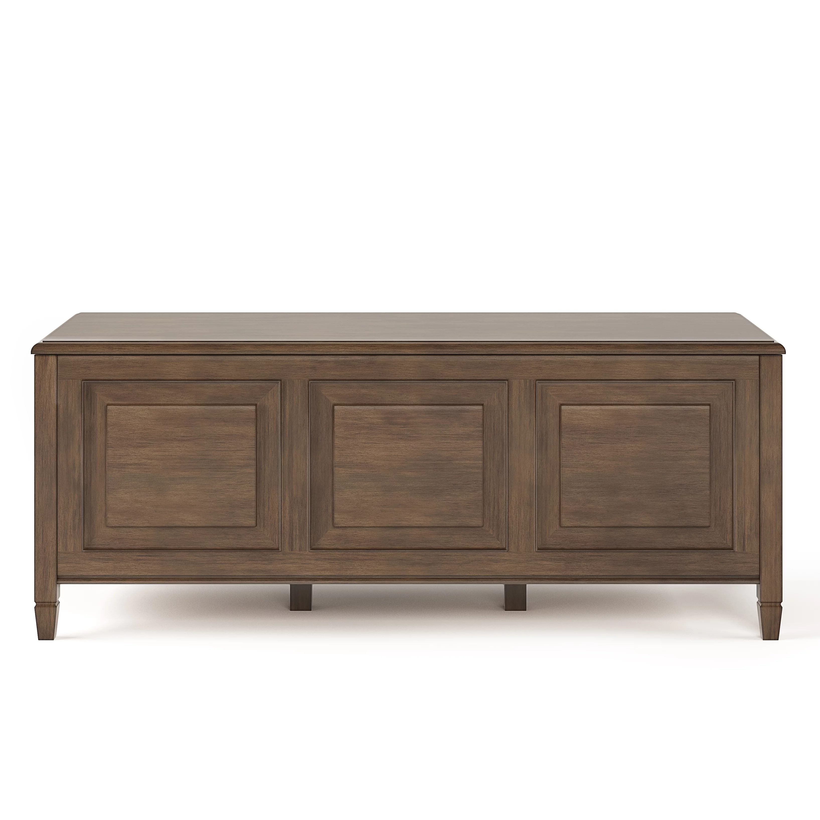 Simpli Home Connaught Traditional Solid Wood Storage Bench in Natural Aged Brown
