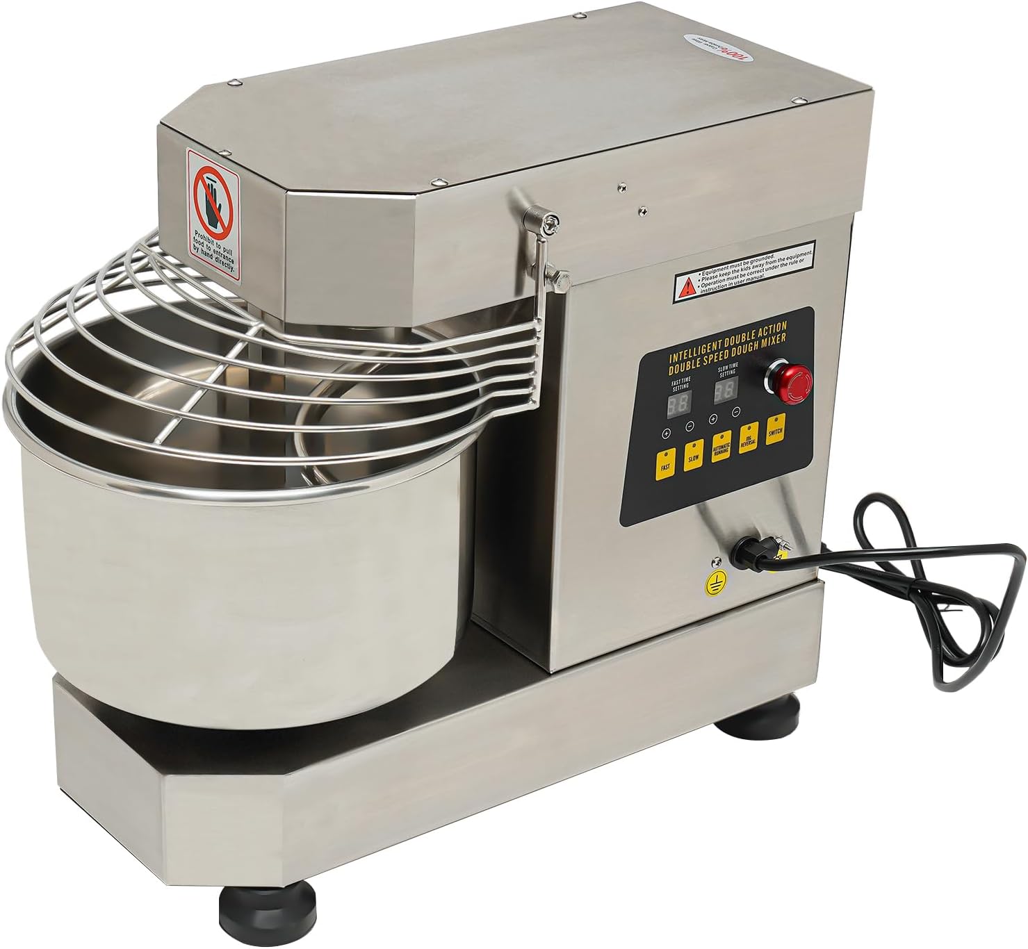 Commercial Dough Mixer,2.6 Gal Food Mixer Spiral Mixer,750W Dough Kneading Machine with Food-grade Stainless Steel Bowl,Speed Adjustable