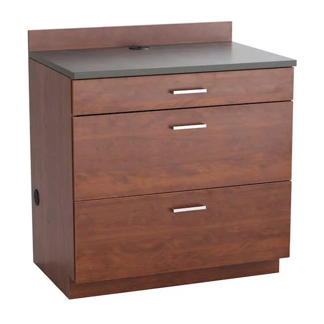 Safco  Hospitality Base Cabinet with Three Drawer - Mahogany - Curated Treasures Market