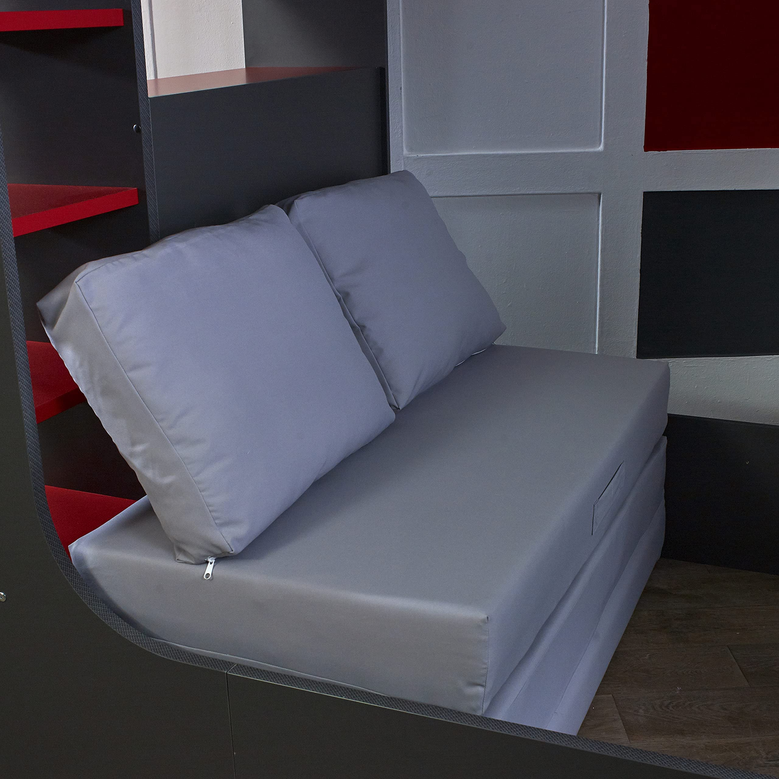 【Furniture】PodBed High Sleeper Gaming Bed with Sofa Bed, Built-In Desk & Open Wardrobe