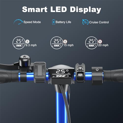 Caroma Electric Scooter, 350W/500W/750W Powerful Motor, 20/25/30 Miles Long Range, 20/25 Mph Top Speed, 9" Solid Tires