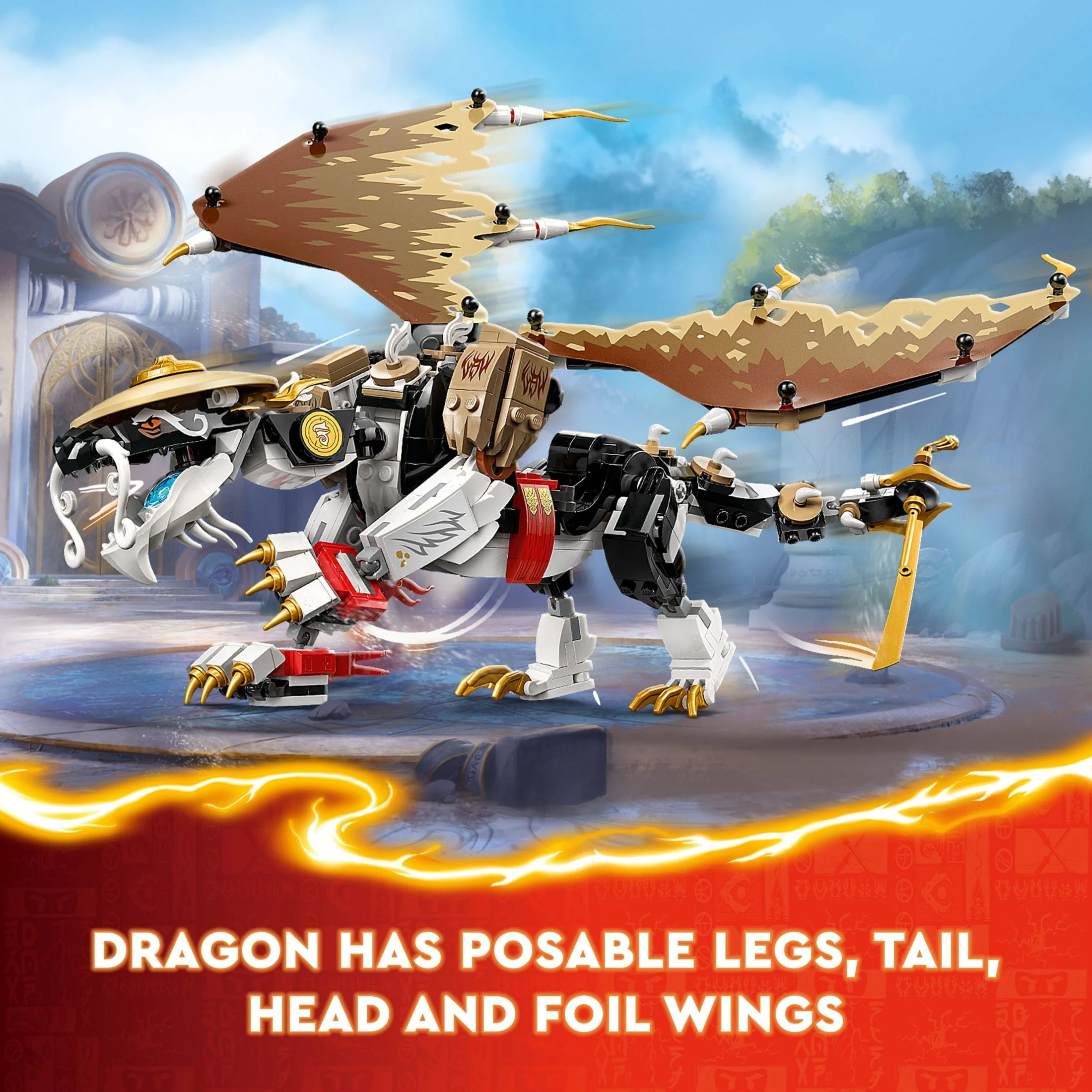 LEGO NINJAGO Egalt the Master Dragon Action Figure, Hero Toy Battle Set with 5 Ninja Minifigures for Group or Independent Play