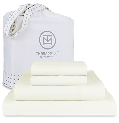 Threadmill 100% American Supima Cotton Sheets, Queen Sheet Set 1000 Thread Count Luxury 4 PC Luxury Bedding Set, Hotel Quality Sateen Weave