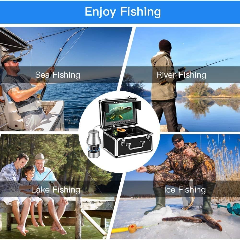 Eyoyo Underwater Fishing Camera Video Fish Finder DVR Function 9 inch Large Color Screen 360° Horizontal Panning Camera 1000TVL w/ 18 Infrared IR