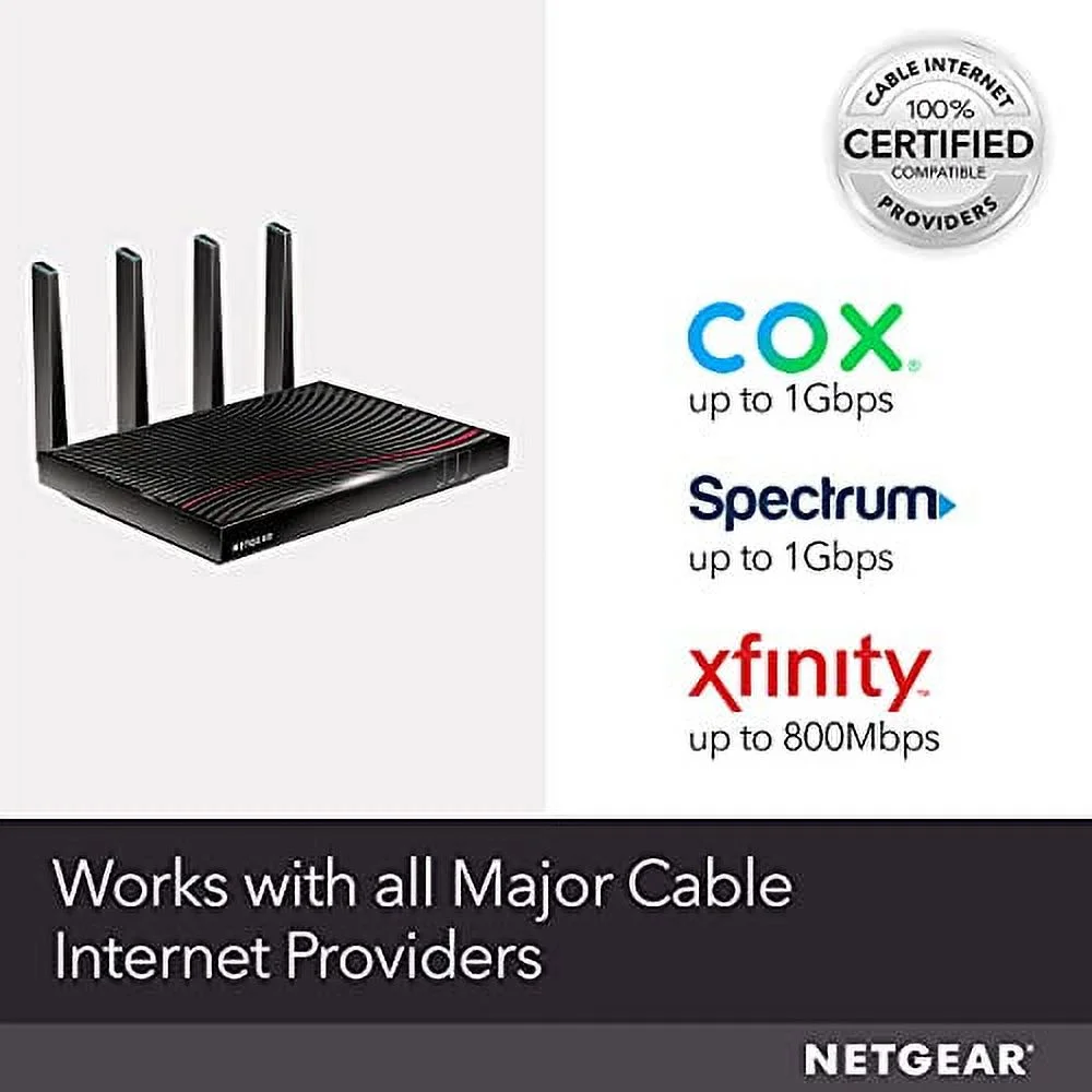 NETGEAR Nighthawk Cable Modem WiFi Router Combo (C7800) - Compatible with Cable Providers Including Xfinity by Comcast, Cox