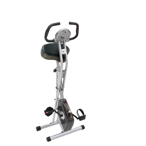 Exerpeutic Foldable Exercise Bike, 8 levels of Resistance Stationary Bicycle with Airsoft Seat, LCD Display to Track Distance, Calories