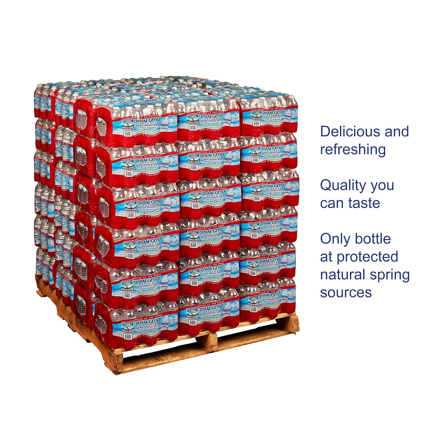 Crystal Geyser Pallet Of 84 Cases, Of Alpine 100% Natural Spring Water, 24 16.9oz bottles per Case, Bottled at The Source