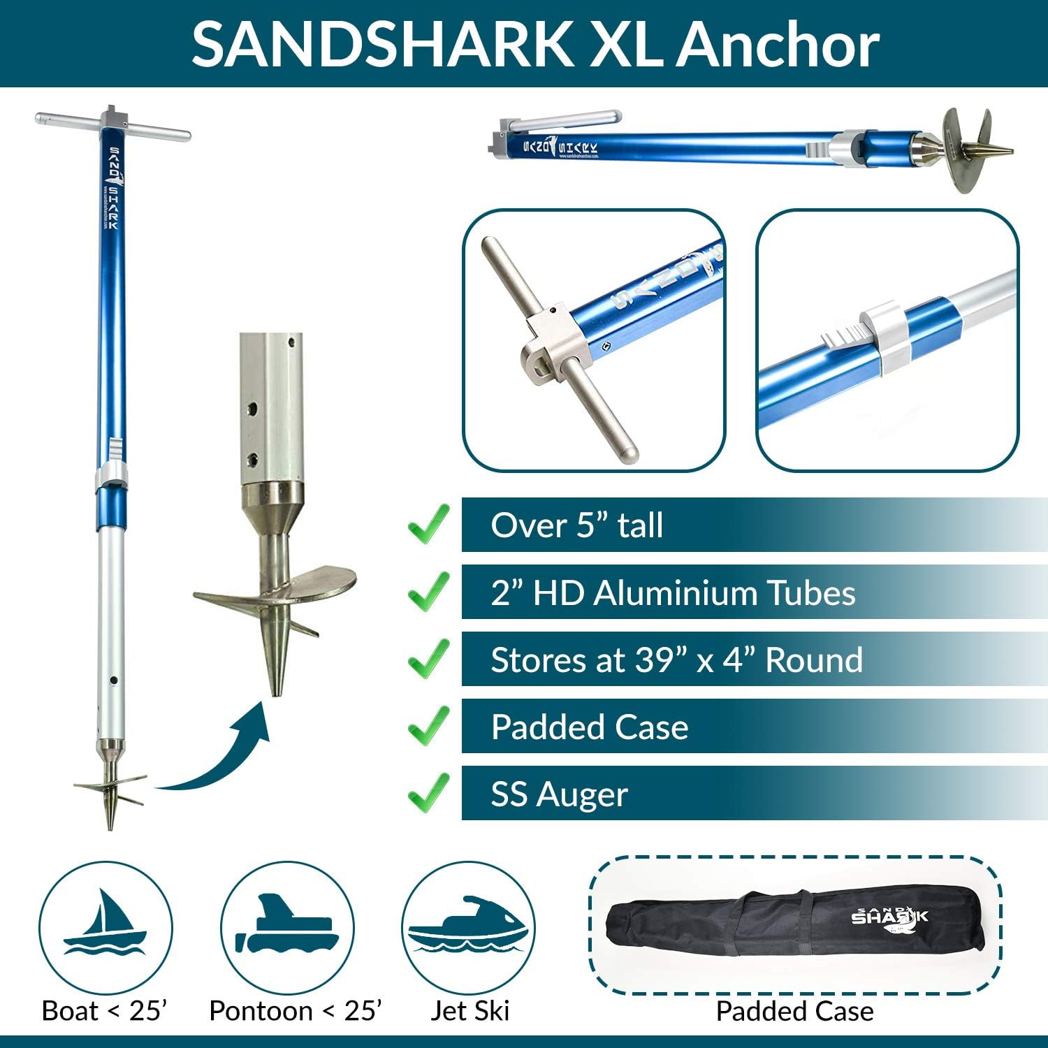Ultimate XL Boat Sand Anchor by SandShark. Adjustable