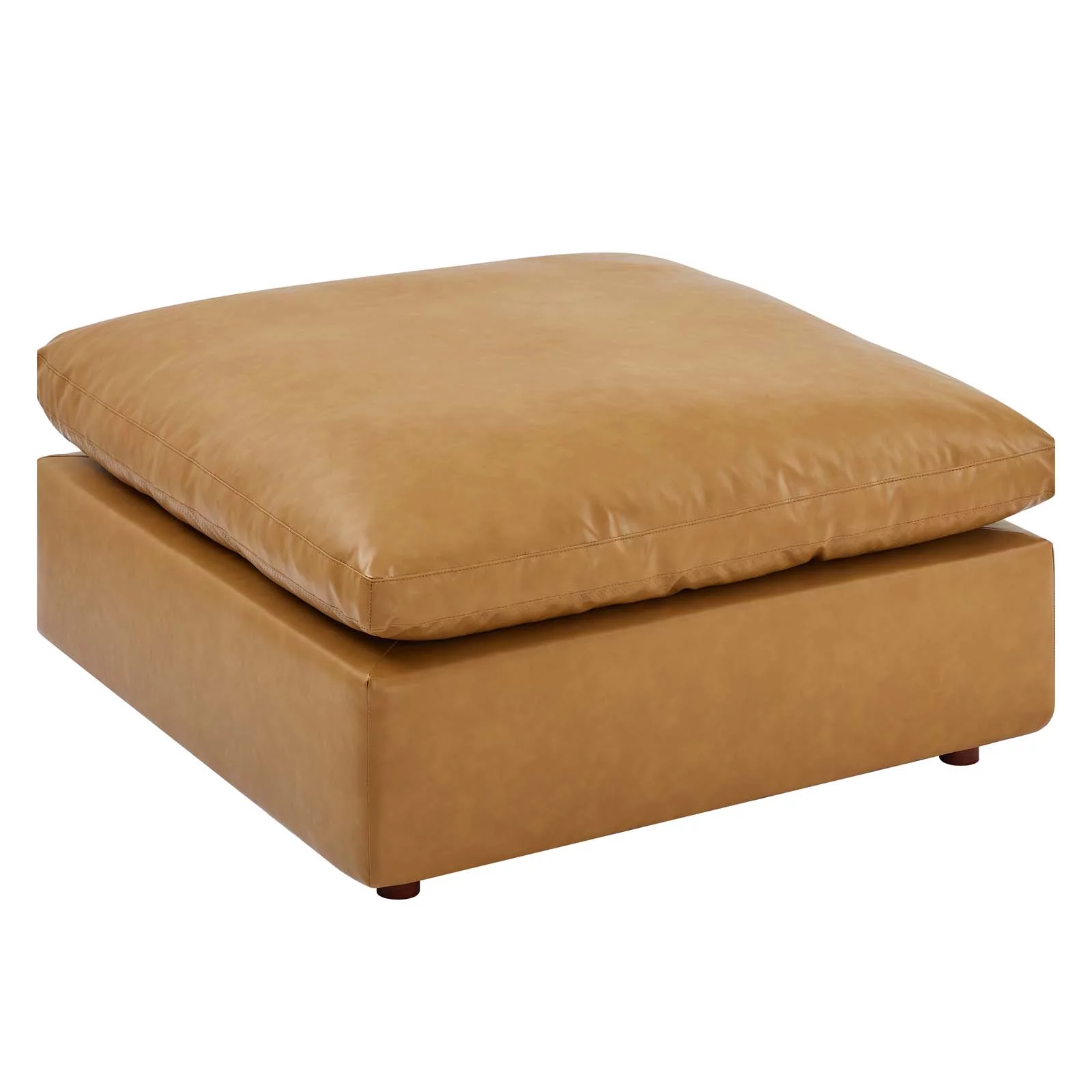 Modway Commix Down Filled Overstuffed Vegan Leather 4-Piece Sectional Sofa in Tan