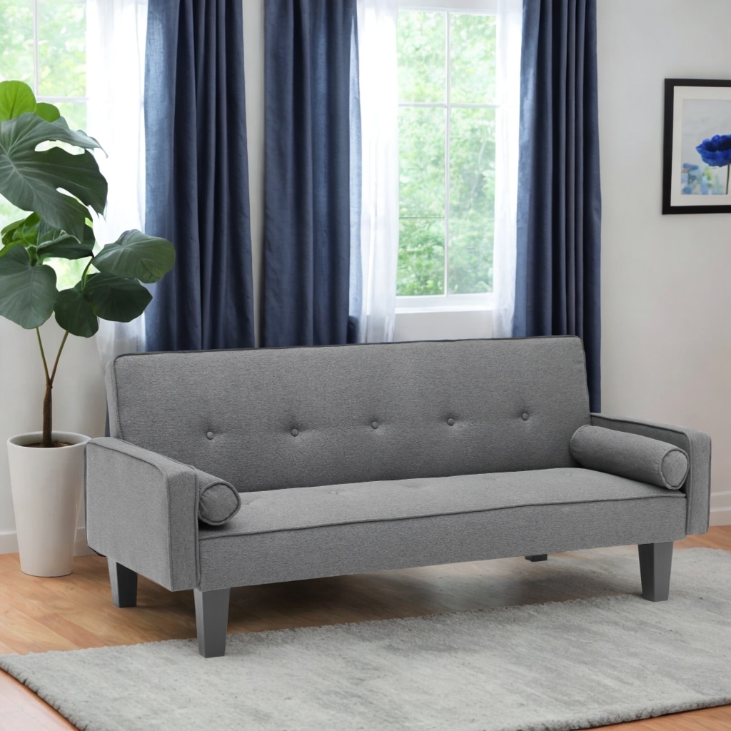 Modern Convertible Sofa Bed with Two Pillows - 72" Cotton Linen Sofas, Ideal for Family Living Rooms