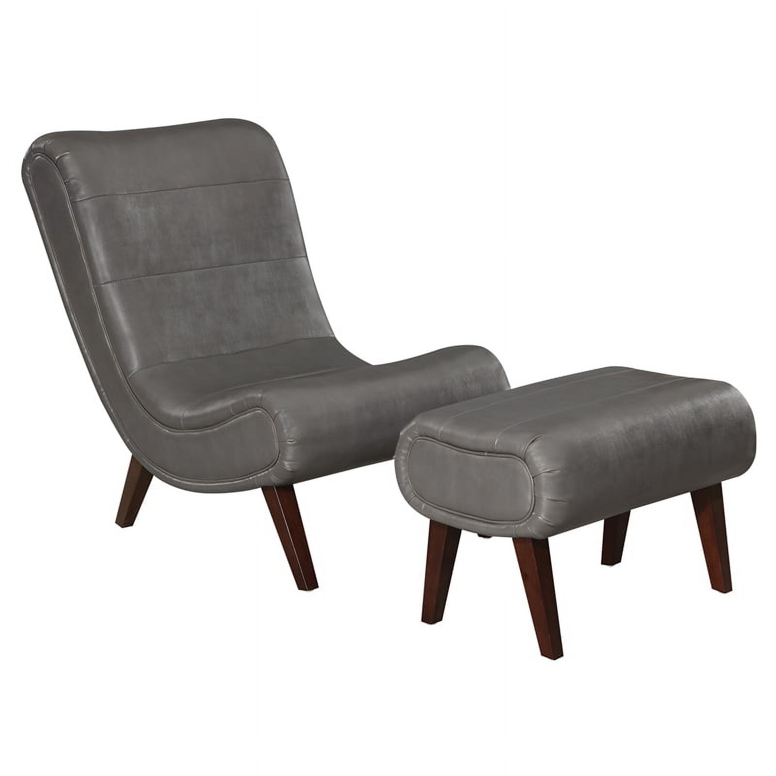 OS Home and Office Furniture Hawkins Lounger with Ottoman in Pewter Faux Leather
