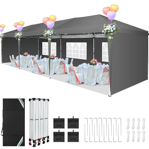 COBIZI Canopy 10x20 Pop Up Canopy Tent with 6 Sidewalls Party Tents for Parties Weddings Backyard Waterproof Canopy Outdoor Commercial Canopy Event