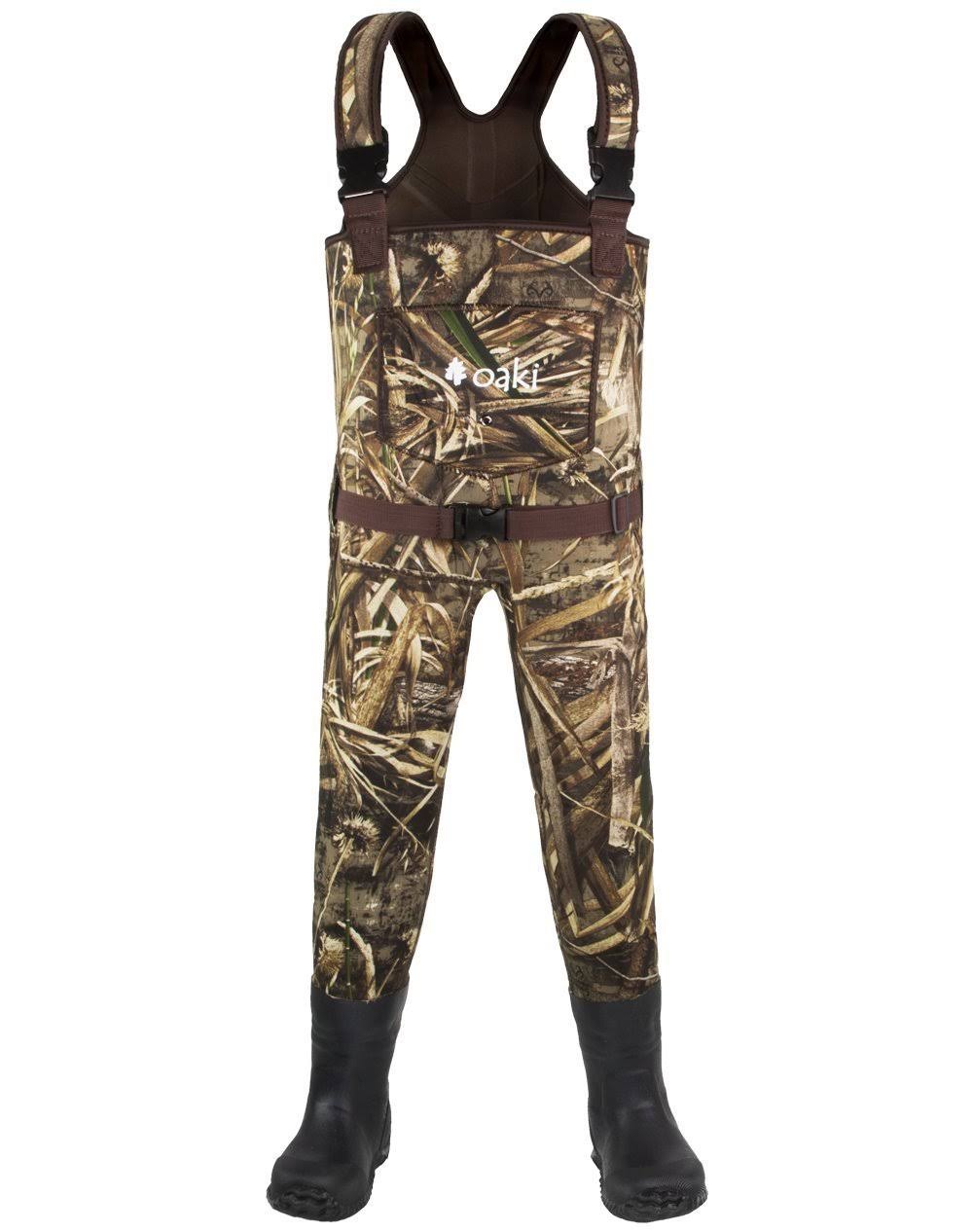 Kids Neoprene Waterproof Fishing Waders Camo 10/11, Green