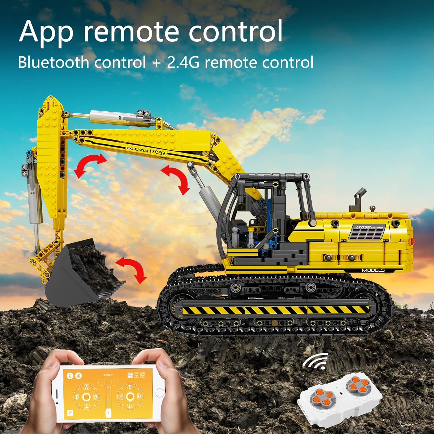 Mould King 17032 Excavators Building Kits, Building Blocks Set Construction Vehicles Model