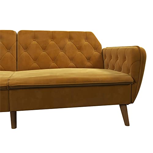 Novogratz Tallulah Memory Foam Futon, Convertible Couch, Camel Faux Leather