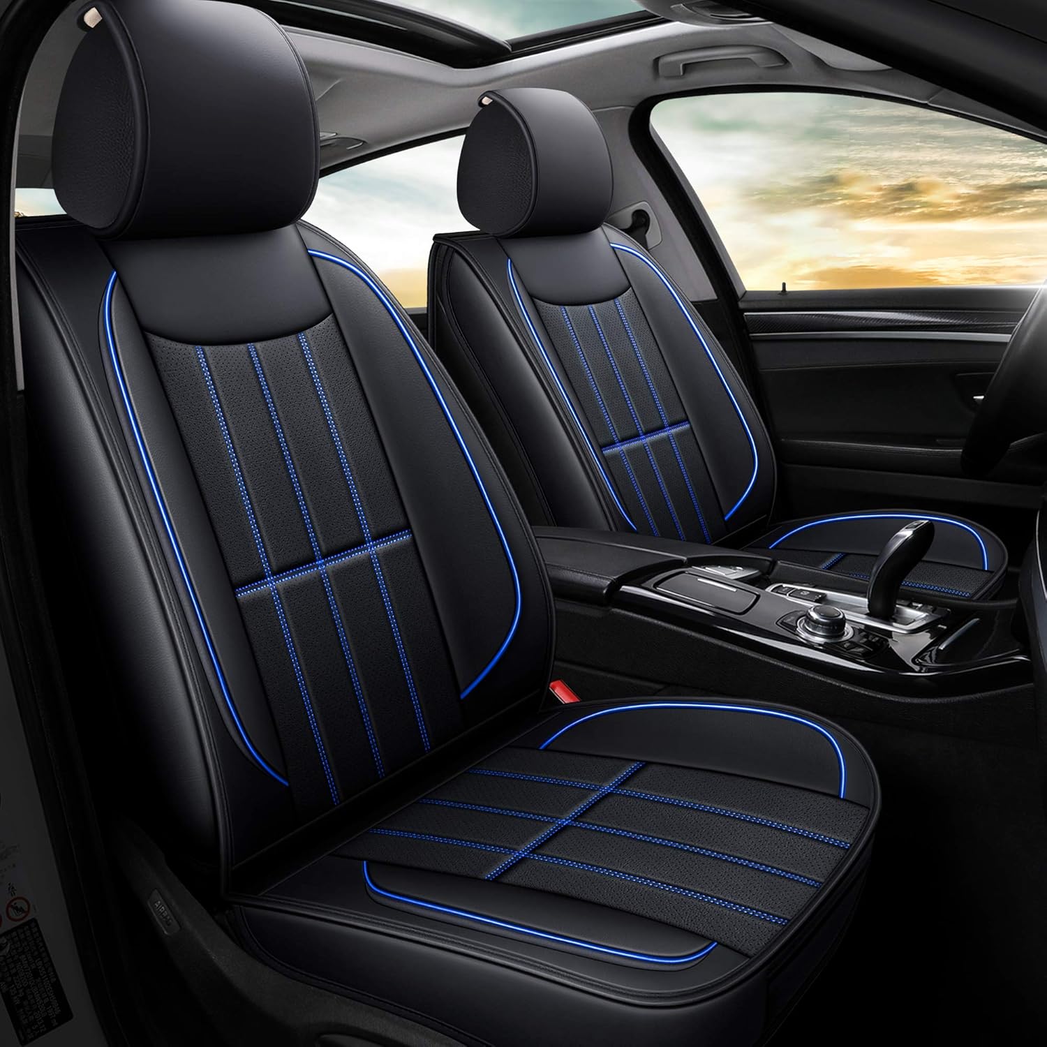 AOOG Leather Car Seat Covers, Leatherette Automotive Vehicle Cushion Cover for Cars SUV Pick-up Truck