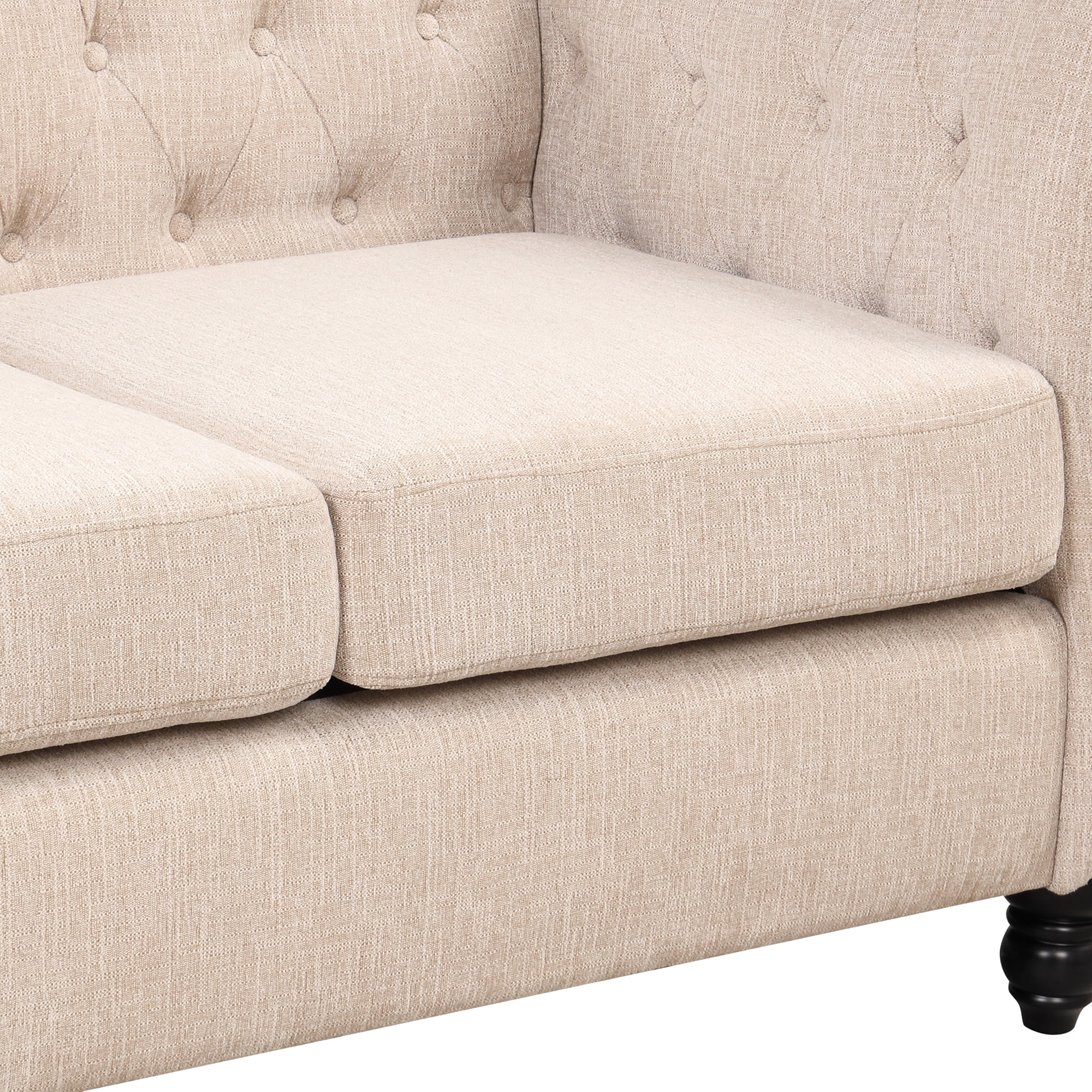 Classic 3 Seater Button Tufted Sofa, Upholstered Couch with Nailhead Rolled Arms Removable Cushions for Living Room Office Bedroom