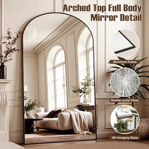 Floor Mirror, 78"x38" Oversized Full Length Mirror with Stand,Arched Full Body Mirror Standing Hanging Leaning Against Wall