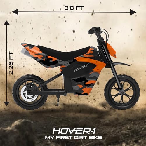 Hover-1 My First Dirt Bike for Kids - 300W Motor, 9MPH Max Speed, 9 Mile Range, 12” Off-Road Tires, 120LB Max Weight