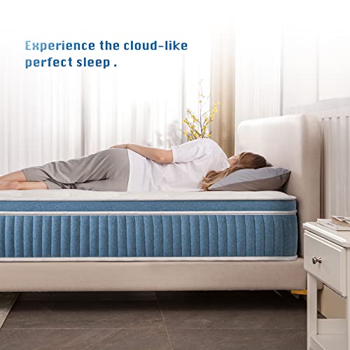 Rimensy Queen Mattress, 12 Inch Hybrid Mattress in a Box, Gel Memory Foam Mattress, Individually Wrapped Pocket Coils