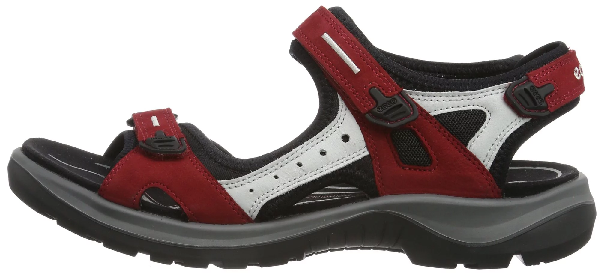 ECCO Women's Yucatan Sport Sandal, Chili Red/Concrete/Black Nubuck, 5-5.5
