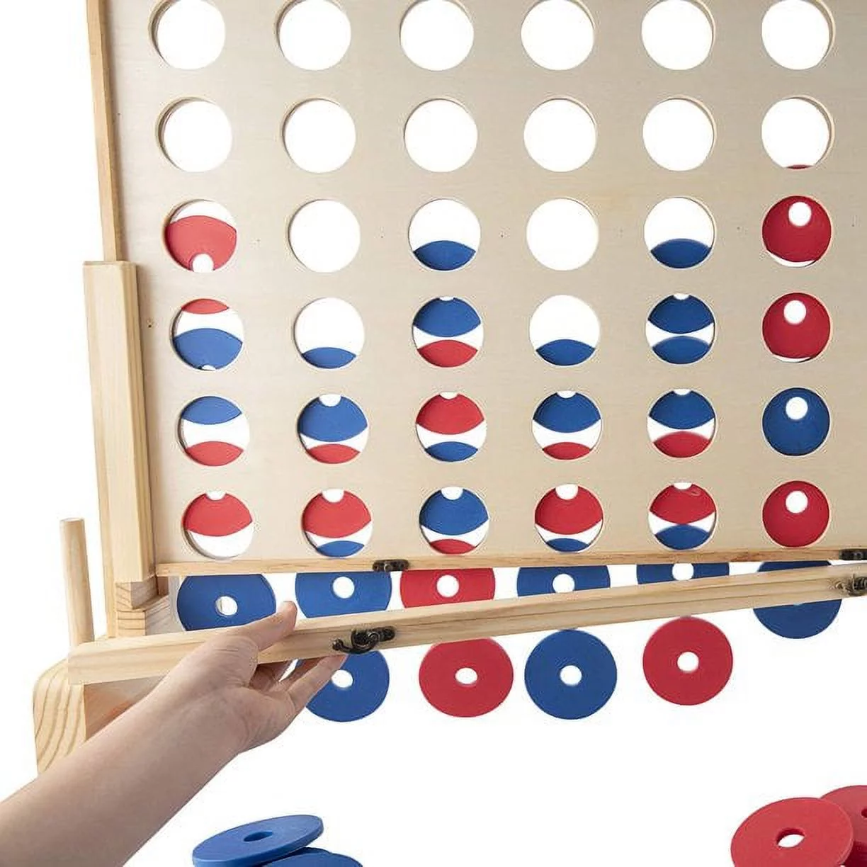 Prextex Giant Connect 4 Game - 4 in A Row Wooden Family Game Indoor/Outdoor Use, in Order to Win Connect the 4 | Four in a Row Family Game