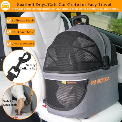 PAWZIDEA Dog Stroller for Large Dogs, Pet Stroller with Detachable Carrier for Portable Dog Crate for Car Seat, Foldable Dogs Jogger Strollers