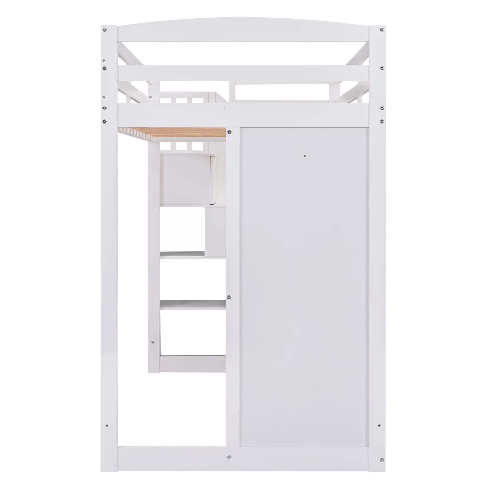 Bellemave Twin Size Loft Bed with Wardrobe and Staircase, Desk and Storage Drawers and Cabinet, Wood All-In-One Loft Bed Frame for Kids, Teens (White)