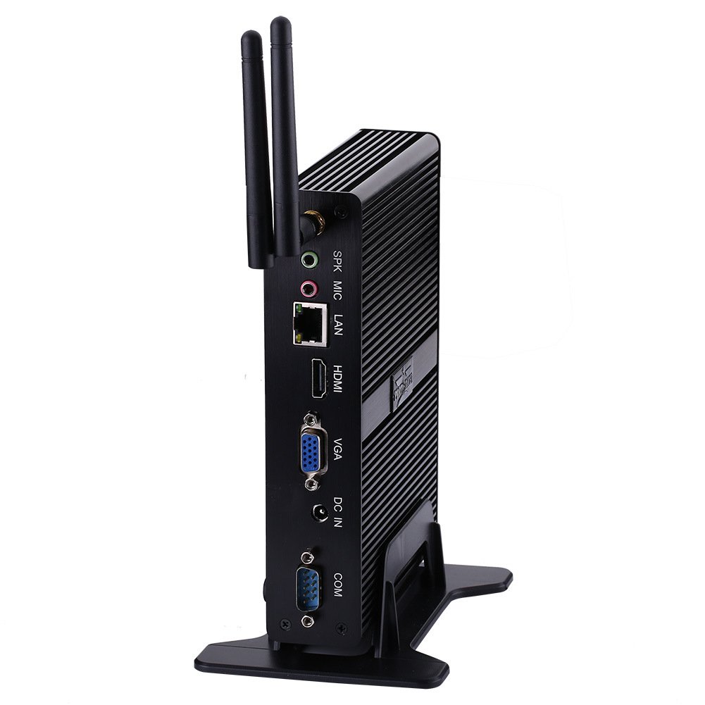 PARTAKER Fanless Mini PC,Desktop Computer,Kodi Box,with 2*COM Intel Celeron J1800,(Black), P6,8G RAM 512G SSD,Windows 10 Pro/Linux Ubuntu
