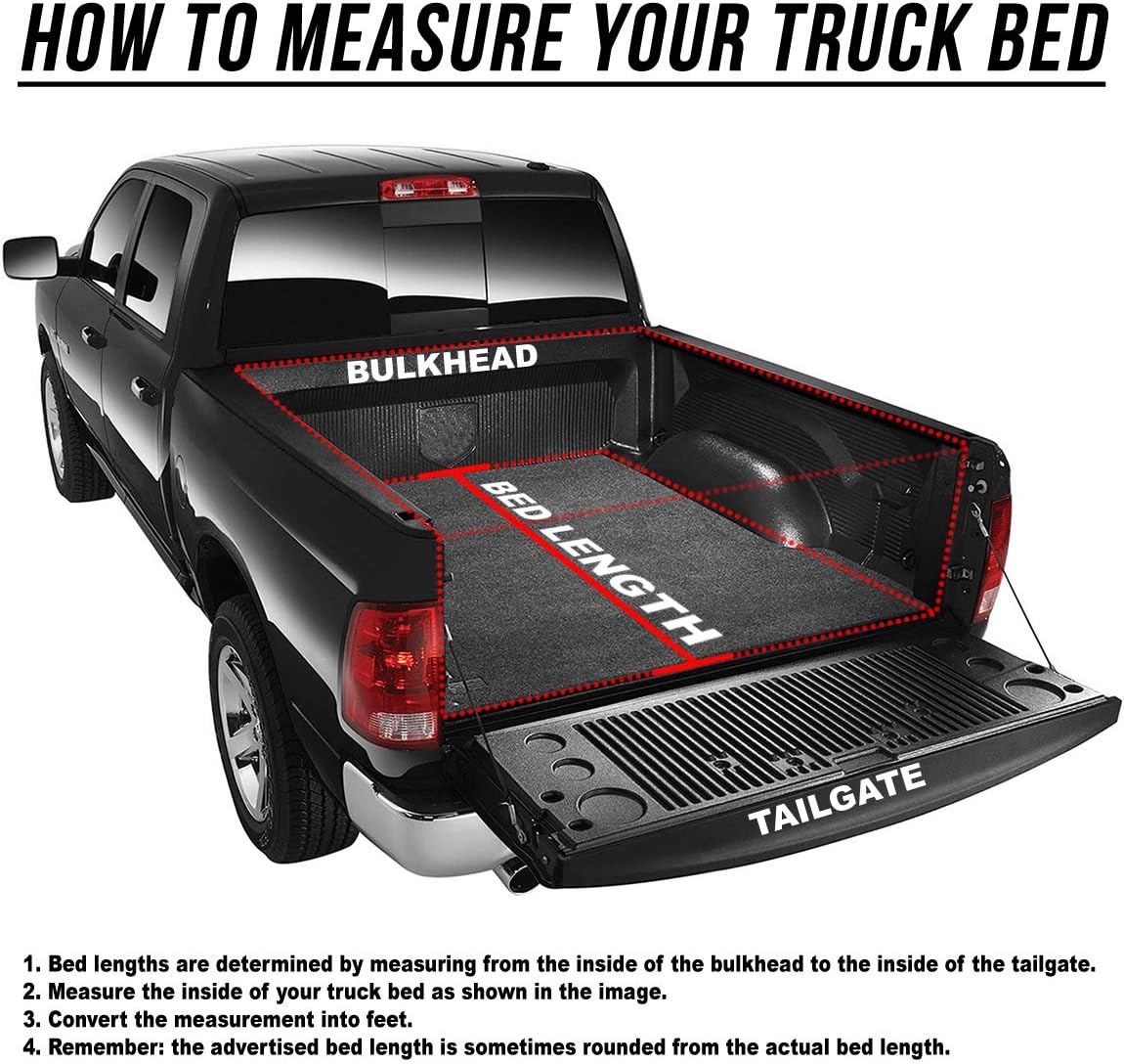 FRP Hard Solid Tri-Fold Adjustable Truck Tonneau Cover Compatible with Chevy Colorado GMC Canyon 5Ft Fleetside/Styleside Bed 15-19, Black Powdercoated
