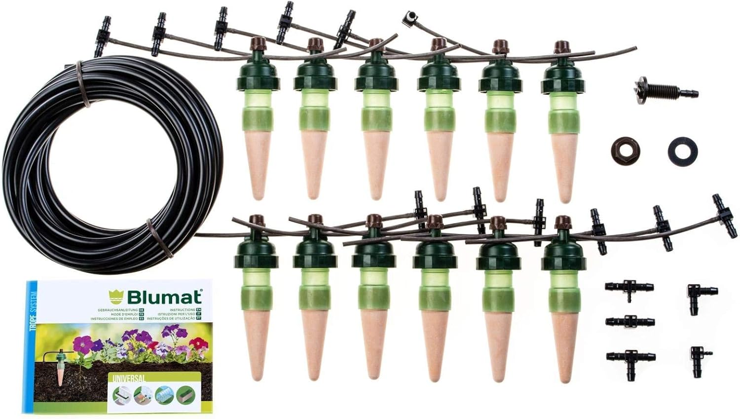 Blumat Drip System - 6 Pack Small Kit with Reservoir - Smart Automatic Watering System, Great for Vacation, Made in Austria