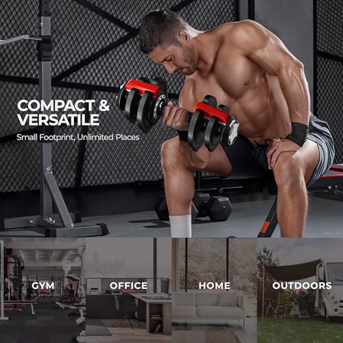 Yaheetech Adjustable Dumbbell Set 28/40/52.5/90LBS Adjustable Dumbbells Fast Adjust Dumbbell Weight Set with Anti-Slip Handle and Tray for Men/Women
