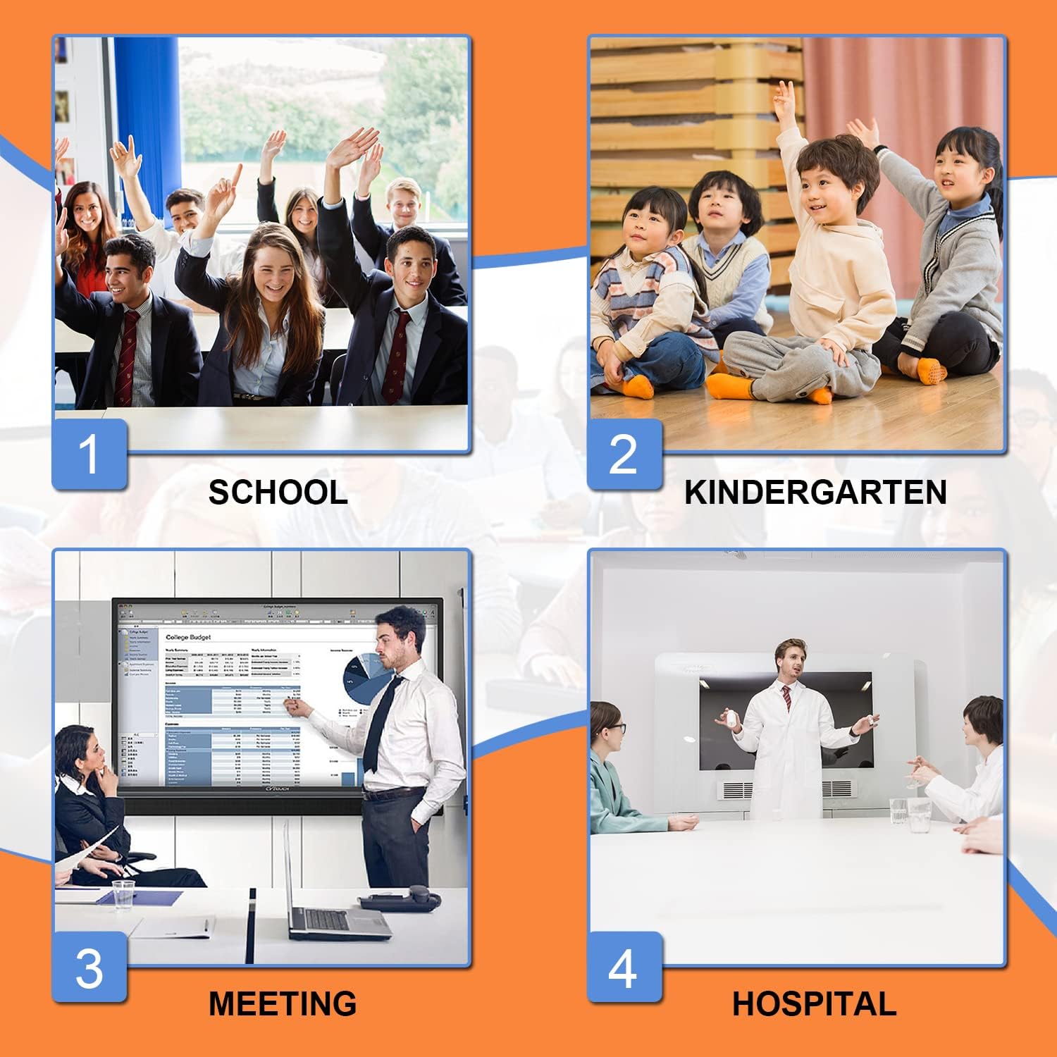 Smart Board Collaboration Hub, JYXOIHUB 55 Inch 4K UHD Digital Electronic Whiteboard Built in Dual OS for Classroom and Business