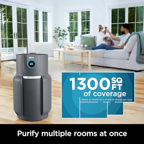 Shark Air Purifiers for Home Large Room with NeverChange Air Filter, 5 Year HEPA Filter, Covers 650 Sq. ft