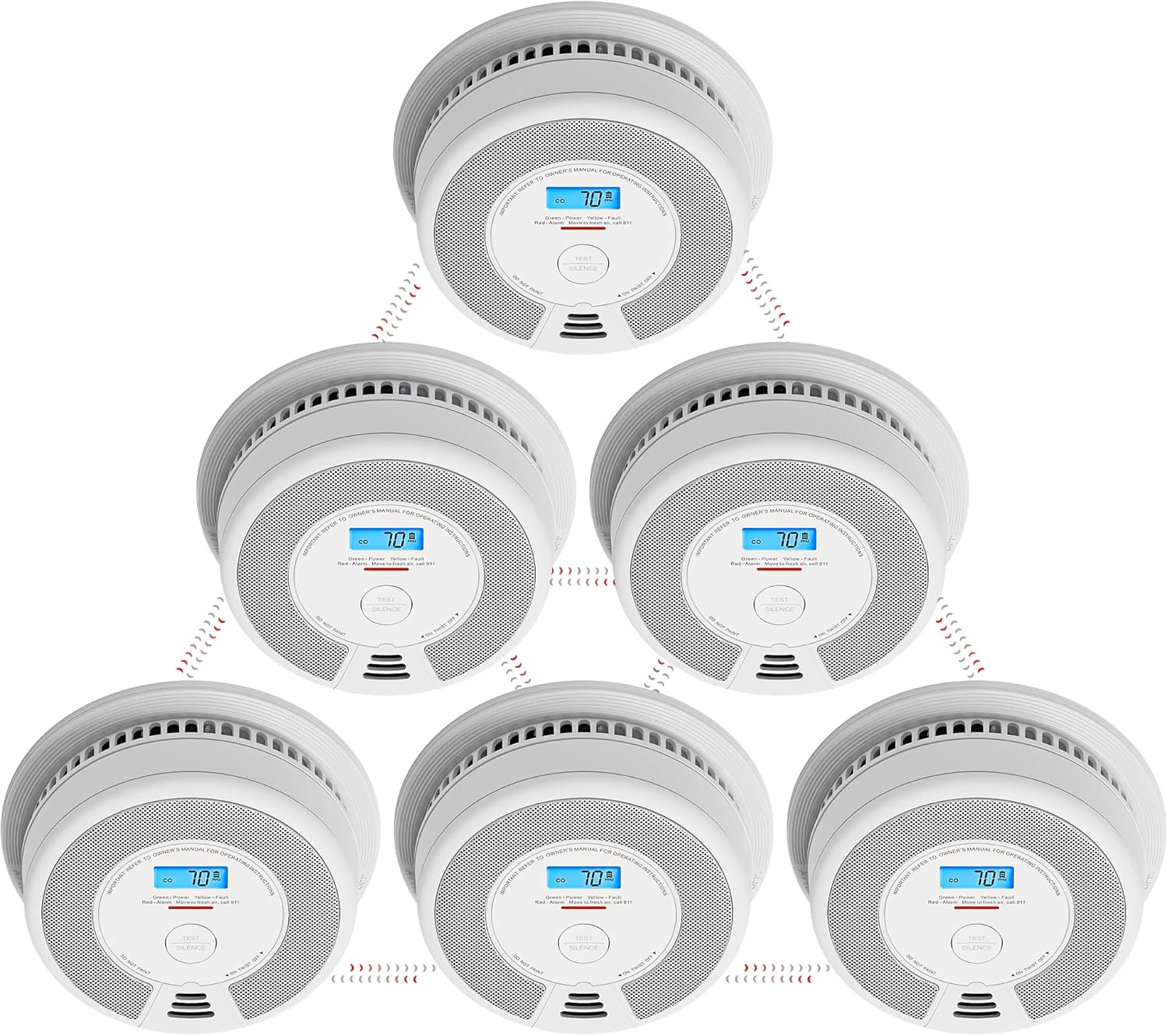 X-Sense Wireless Interconnected Combination Smoke and Carbon Monoxide Detector with LCD Display & 10-Year Battery, Over 820 ft Transmission Range