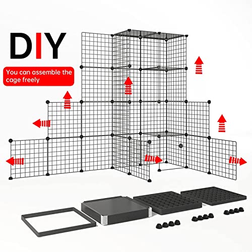 Eiiel OutdoorCat Cages Enclosure with Super Large Enter Door, 55.1Lx41.3Wx41.3H Cat House Balcony Playpen Platforms