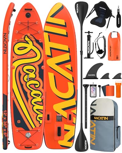 Inflatable Stand Up Paddle Board 12' with Kayak Seat & Dual Paddles &ndash
