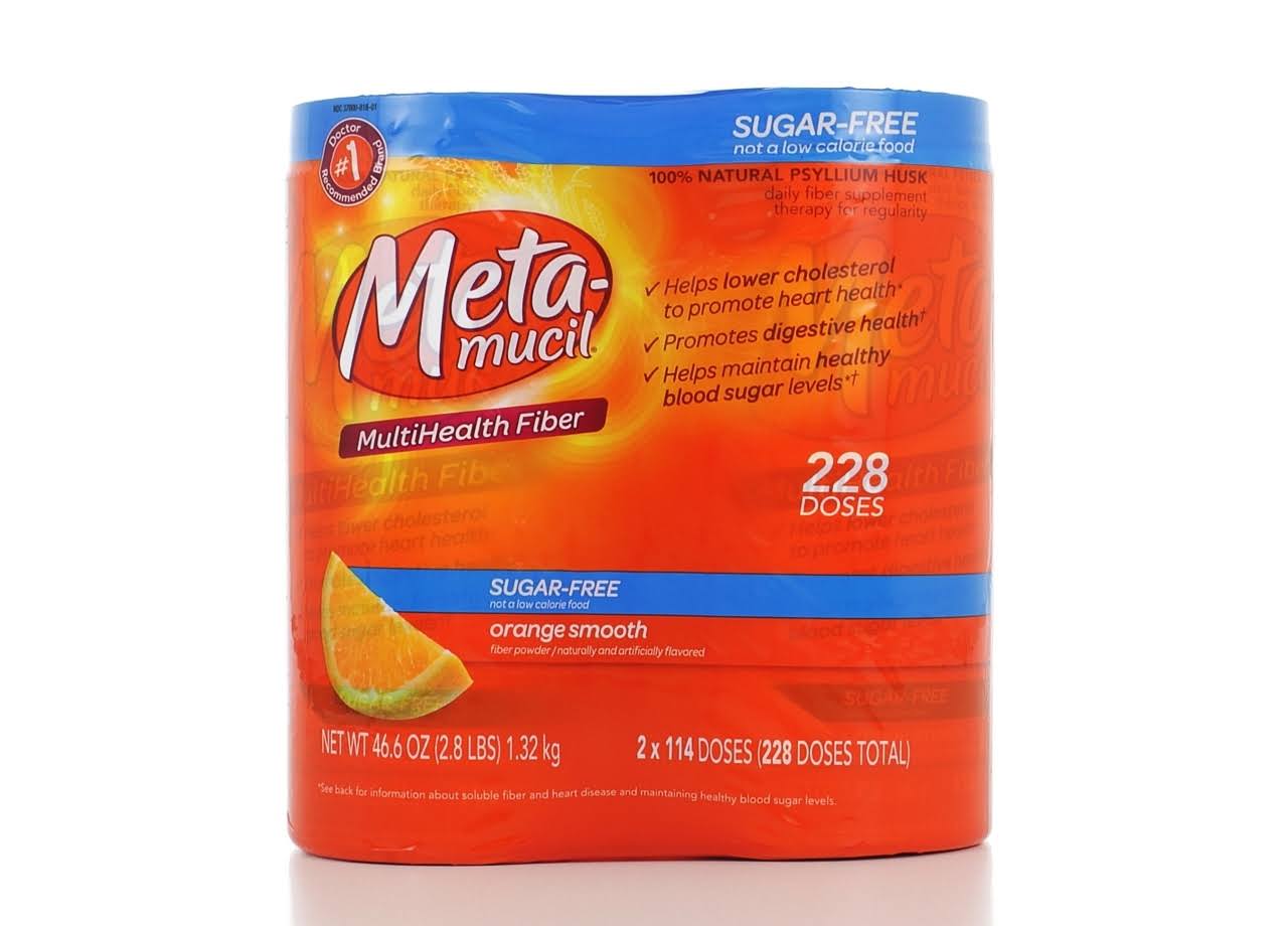 Metamucil Sugar Free Orange Smooth Fiber Powder Dietary Supplement 2-23.3 oz. Canisters