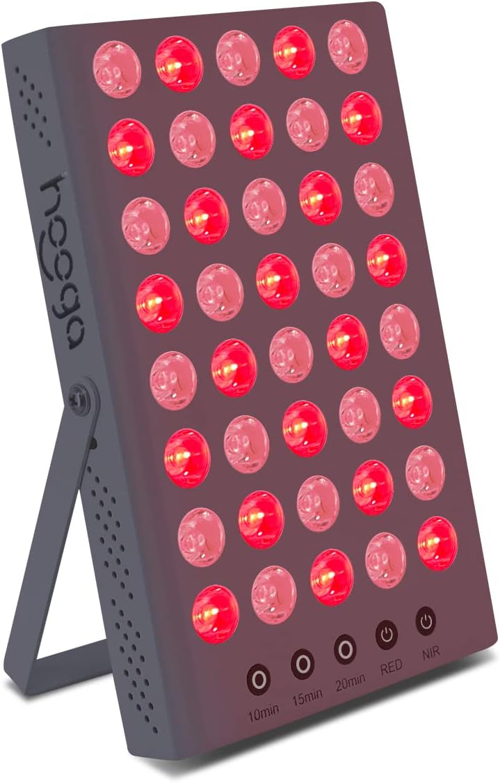 Hooga Red Light Therapy Device, 660nm 850nm Near Infrared Light Therapy with Timer, Built in Stand, Clinical Grade High Power Output for Skin Health