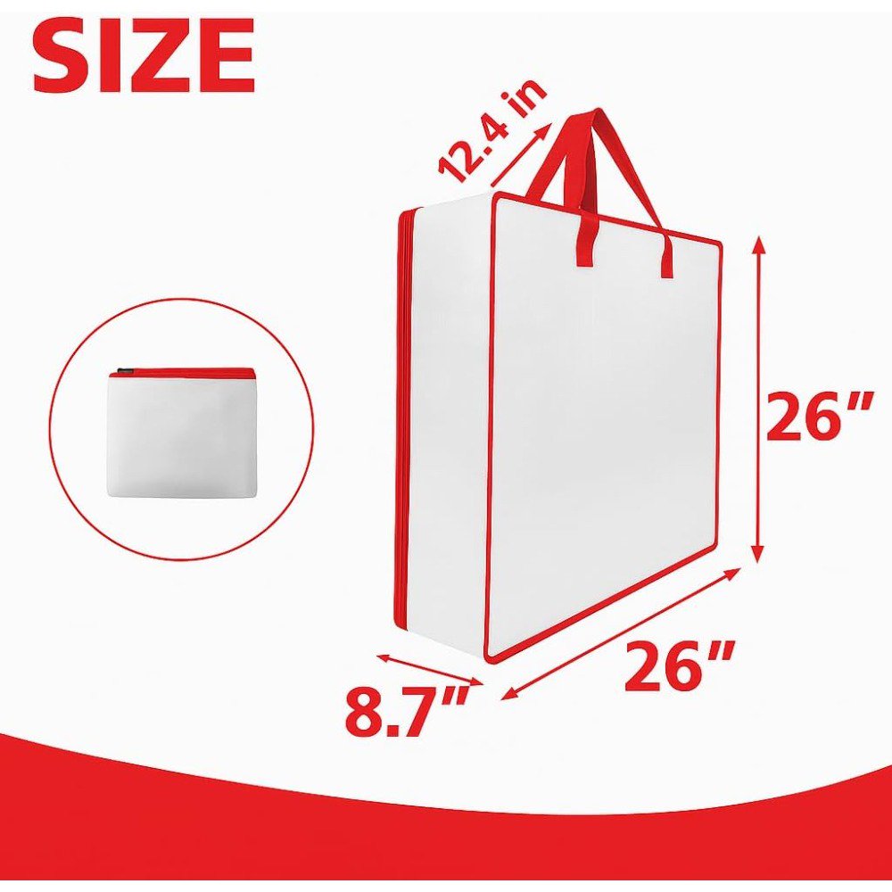 5 Pack Moving Bags, Wreath Storage Bag, Garland Container, Clear Storage Bags with Handles and Zippers Moving Bag for College Carrying, Bedding