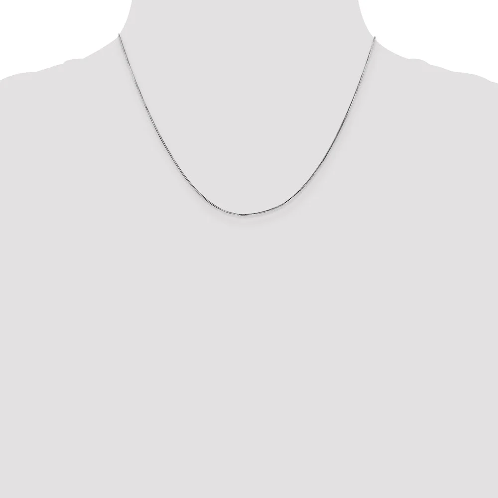 Real 14kt White Gold .7mm Octagonal Snake Chain; 18 inch; Lobster Clasp; for Adults and Teens; for Women and Men