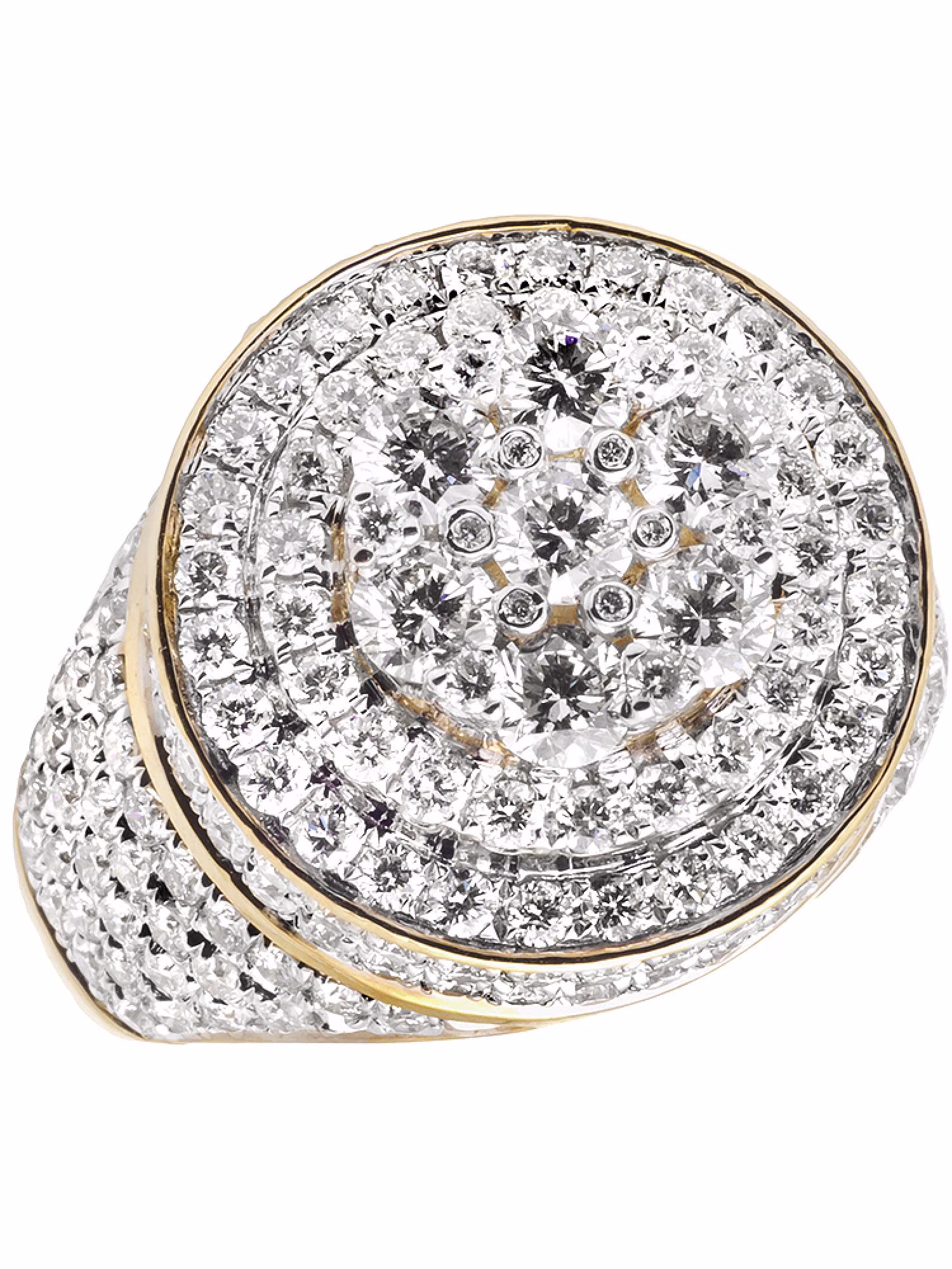 Men's Yellow Gold 10K 3D Round Cluster Real VS Diamond Pinky Ring 4.65 ct
