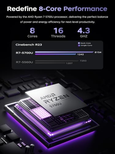 2025 AMD Gaming Laptop, 15.6inch Laptop Computer with AMD Ryzen 7 5700U(8C/16T, Up to 4.3GHz), 16GB RAM 512GB NVMe SSD Windows 11 Laptop