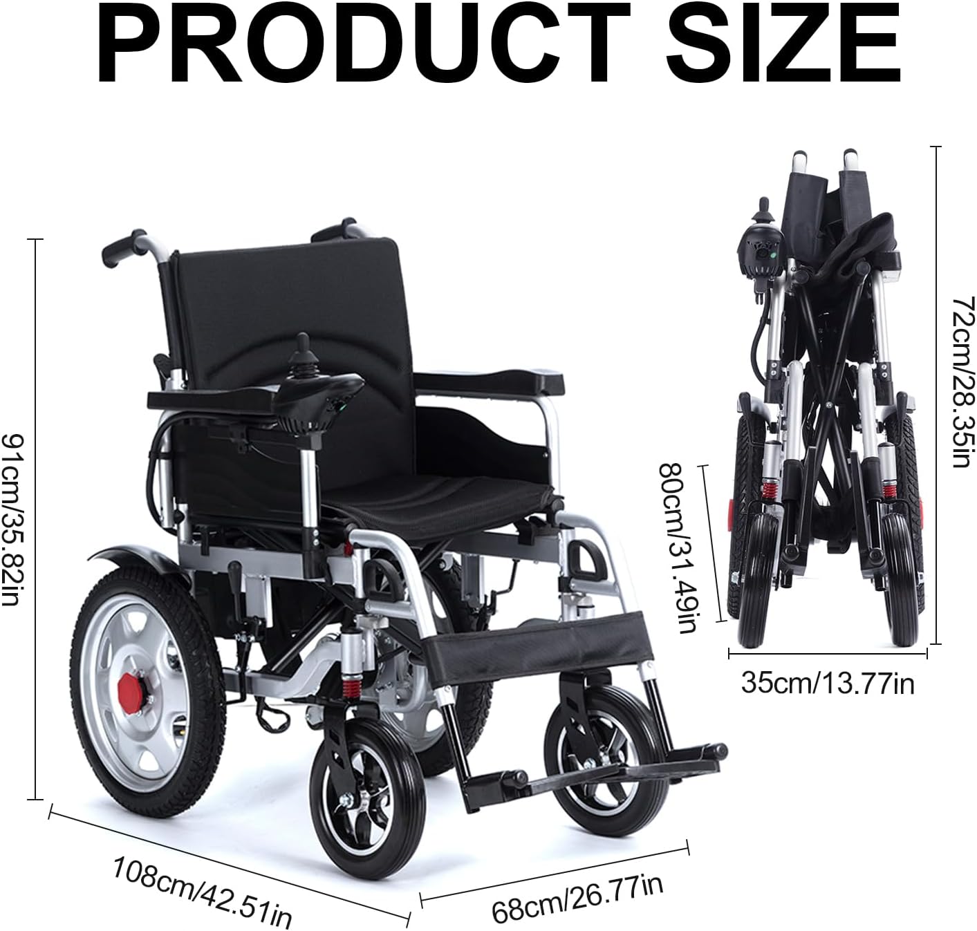 Electric Wheelchairs for Adults,Electric Wheelchair Lightweight Foldable,2x250W Motor Power Wheelchair,All Terrain Motorized Wheelchair for Seniors