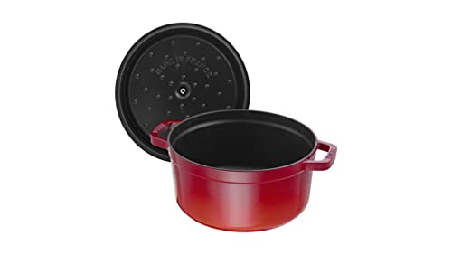 STAUB Cast Iron Dutch Oven 5.5-qt Round Cocotte, Made in France, Serves 5-6, Black Matte