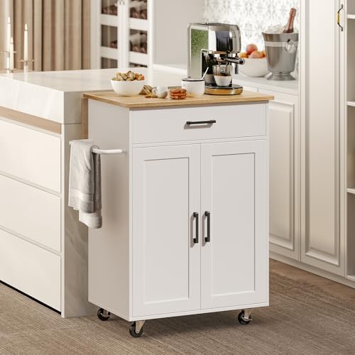 Kitchen Island on Wheels with Drop Leaf, Folding Countertop Kitchen Island Cart, Kitchen Island Table with Towel Rack, Drawer, for Kitchen