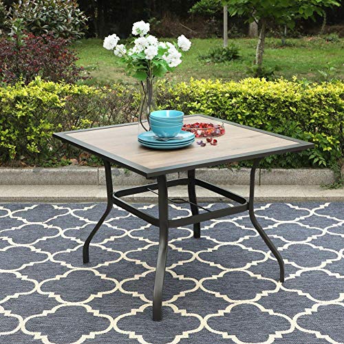 PHI VILLA 5 PCS Outdoor Patio Dining Set with Swivel Dining Chairs (Blue) and 37"x 37" Metal Steel Dining Table(1.57" Umbrella Hole)