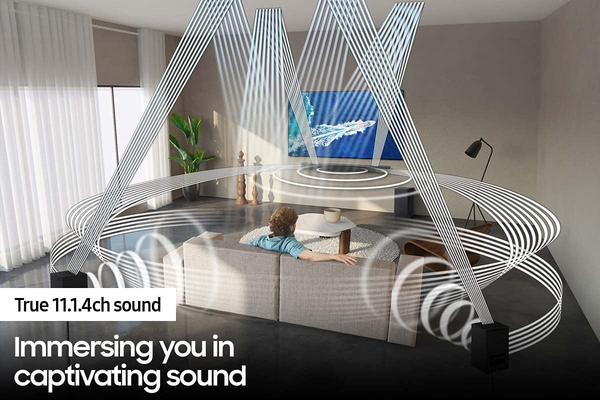 SAMSUNG HW-Q990B/ZA 11.1.4ch Soundbar w/ Wireless Dolby Atmos / DTS:X, Rear Speakers, Q Symphony, SpaceFit Sound+, Airplay 2, Adaptive Sound